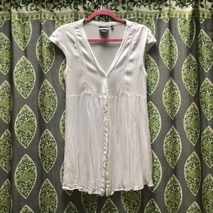 Anthropologie White Tunic Babydoll Button Down